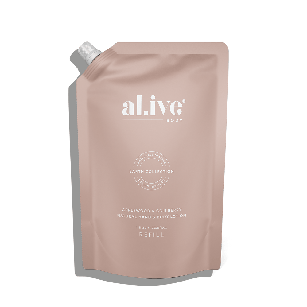 Al.ive Body 1 LTR LOTION REFILL - APPLEWOOD & GOJI BERRY