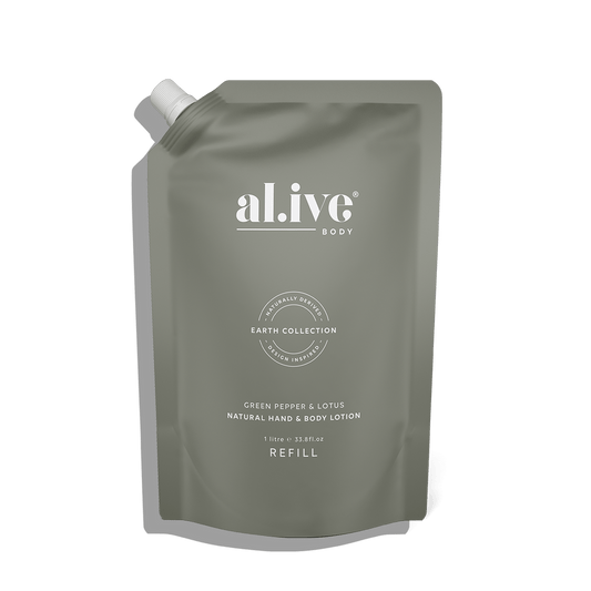 Al.ive Body 1 LTR LOTION REFILL - GREEN PEPPER & LOTUS