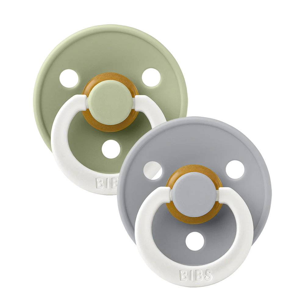 BIBS Colour Soother Double Pack - GLOW - Assorted (Round/Natural Rubber)