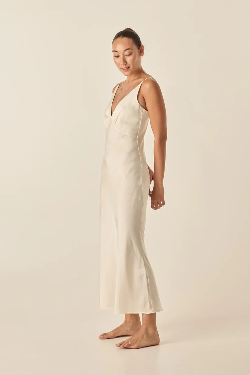 Gingerlilly - Freda Ivory Satin Long Chemise