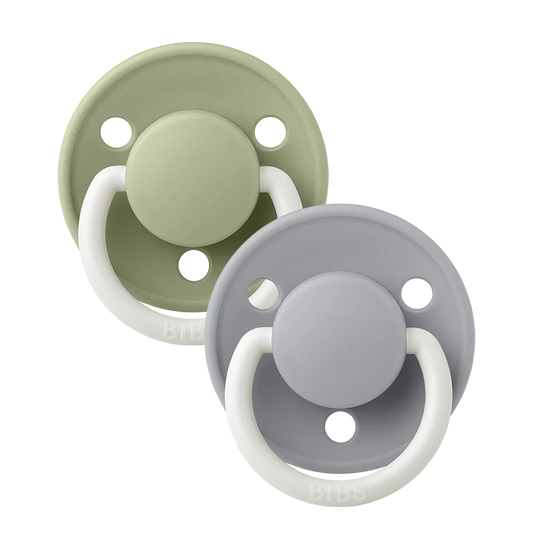 BIBS De Lux Soother Double Pack - GLOW -Assorted (Round/Natural Rubber)