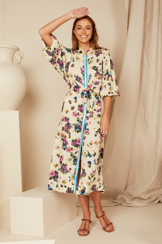 Bohemian Traders Ditsy Drop Waist Midi Dress || Ditsy Gardens
