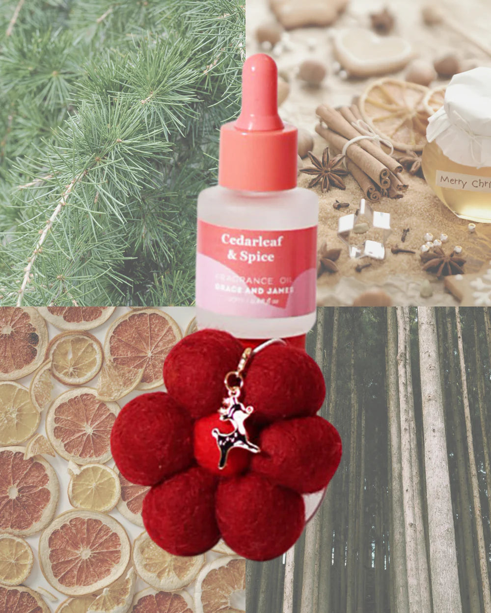 Grace and James Cedarleaf & Spice- Felt Air Freshener with Christmas Charm