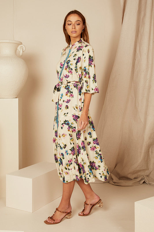 Bohemian Traders Ditsy Drop Waist Midi Dress || Ditsy Gardens