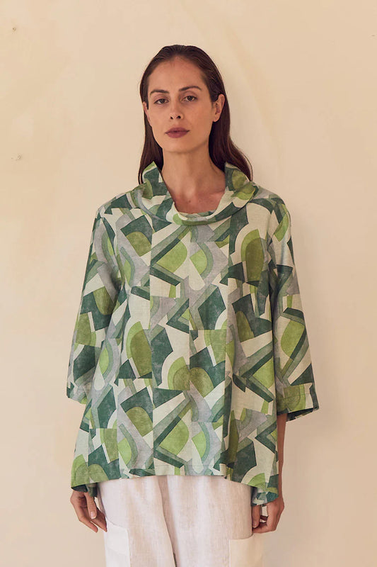 Tirelli High Neck Print Top