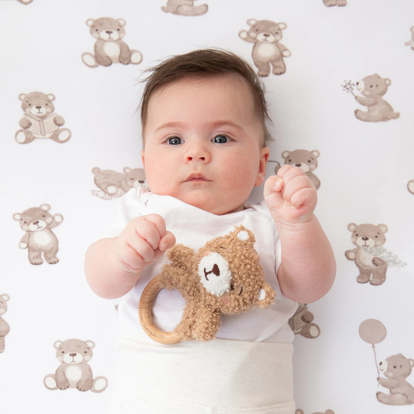 Living Textiles Ring Rattle & Dummy Chain Gift Set - Cuddly Bear