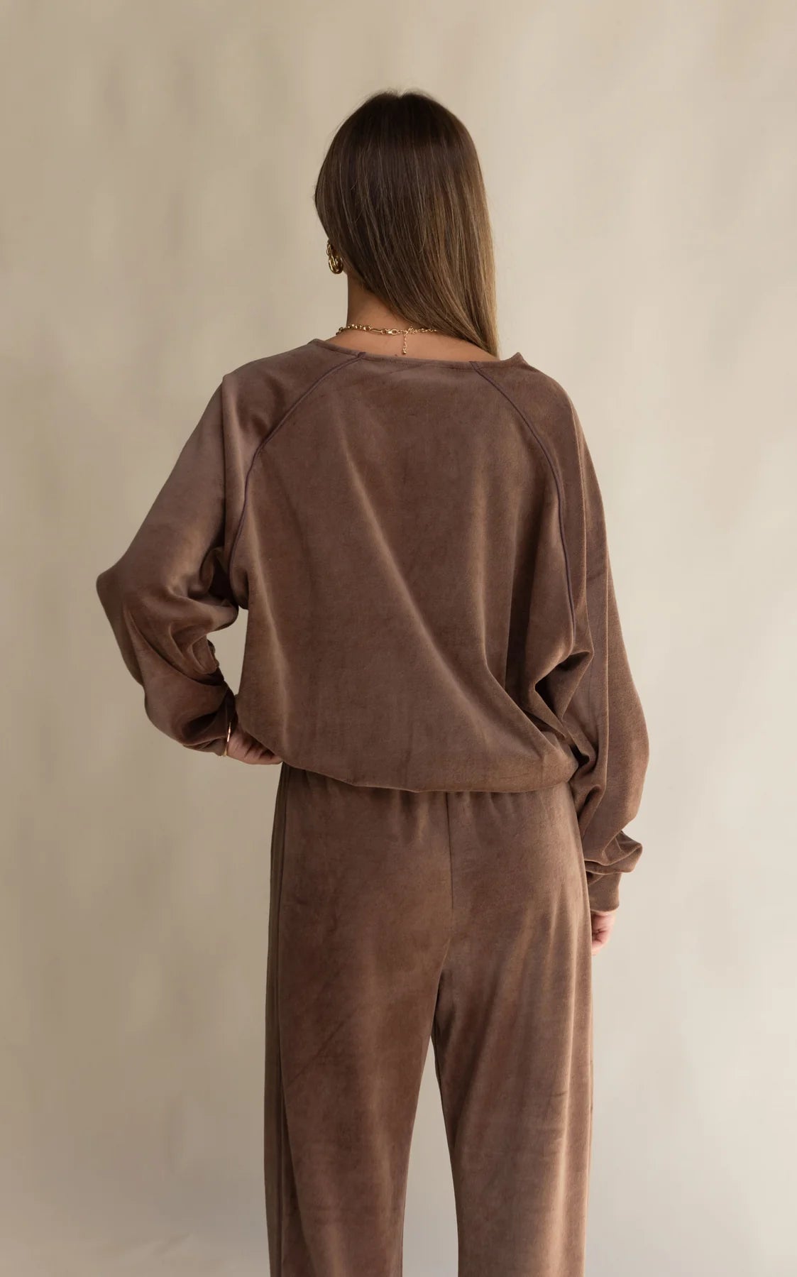 Araminta James Velour Piping Pant Chocolate