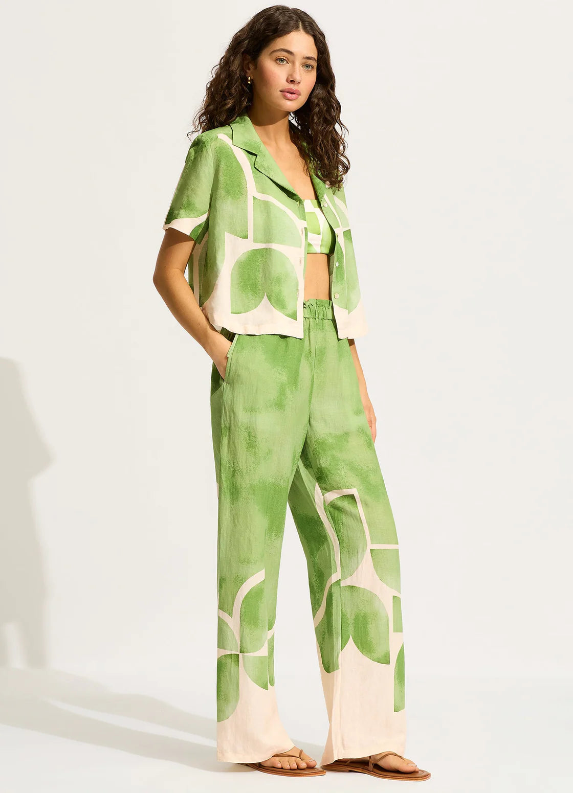 Seafolly Sunray Drawstring Pant - Sage