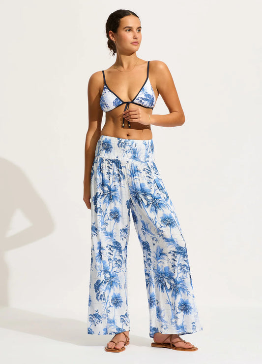 Seafolly Marbella Shirred Waist Wrap Pant - White