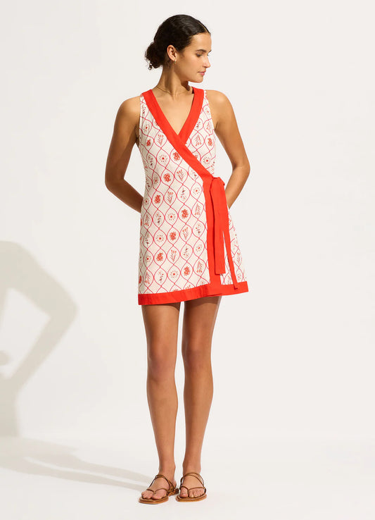 Seafolly Marbella Mini Wrap Dress - Flame