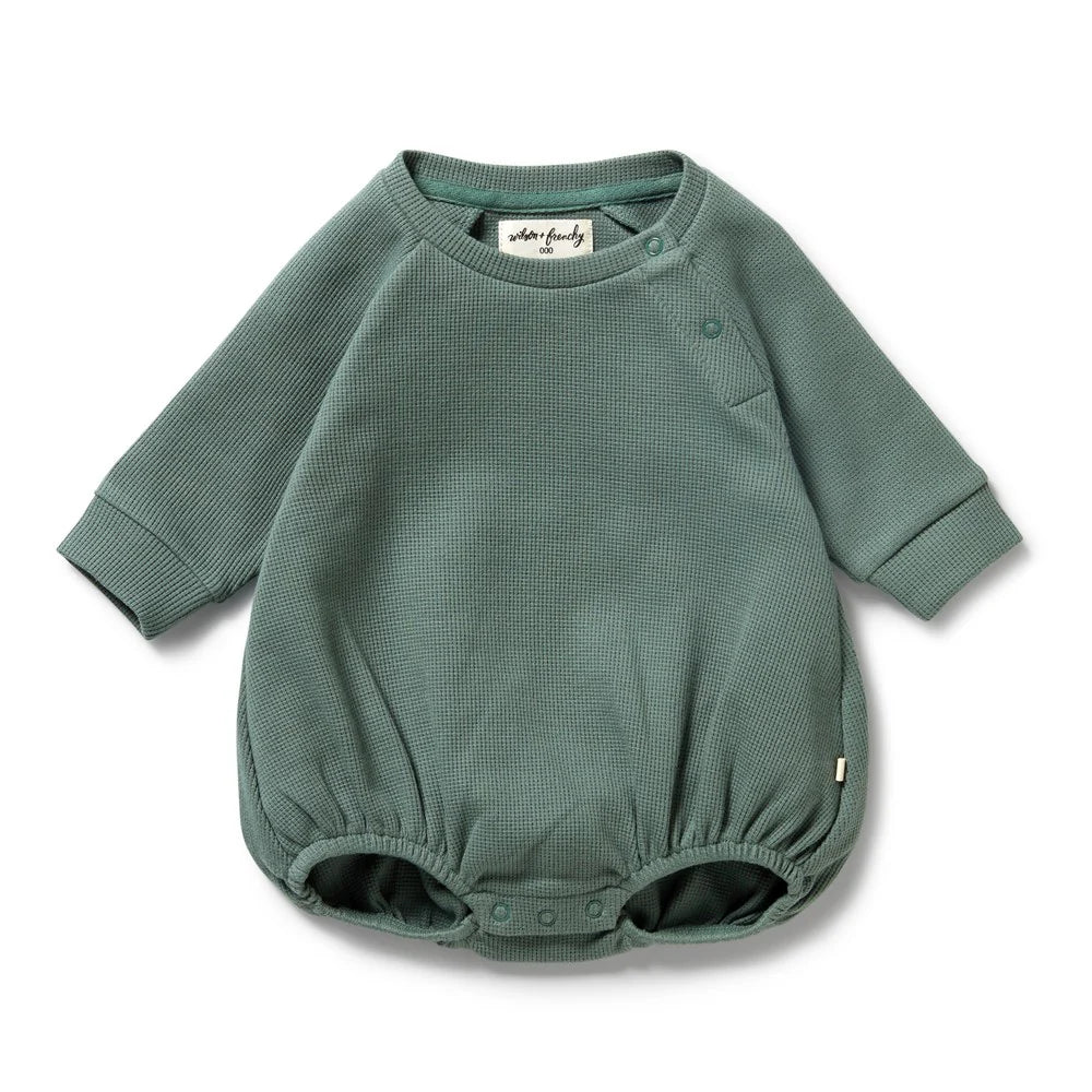 Wilson & Frenchy Pine Green Organic Waffle Bodysuit