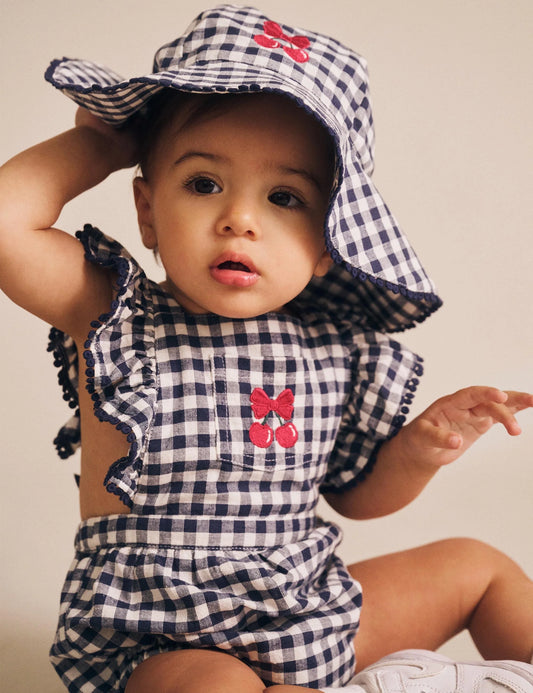 Huxbaby Frilly Playsuit Cherry Pie Check