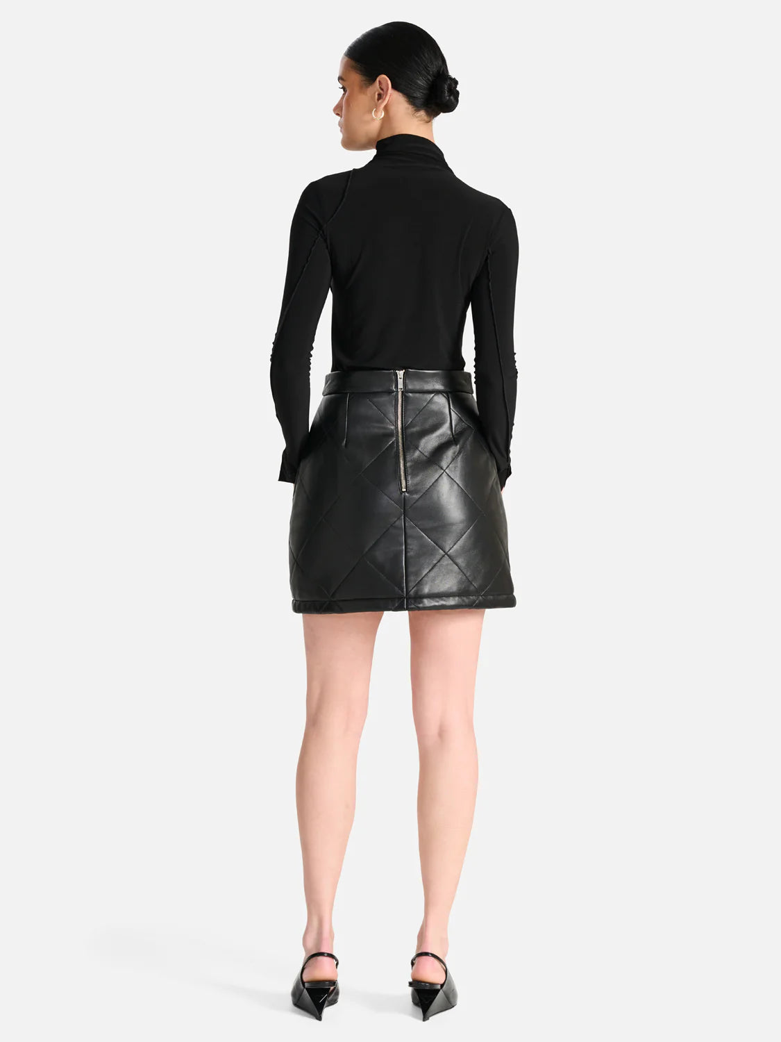 Ena Pelly Loretta Quilted Leather Mini Skirt
