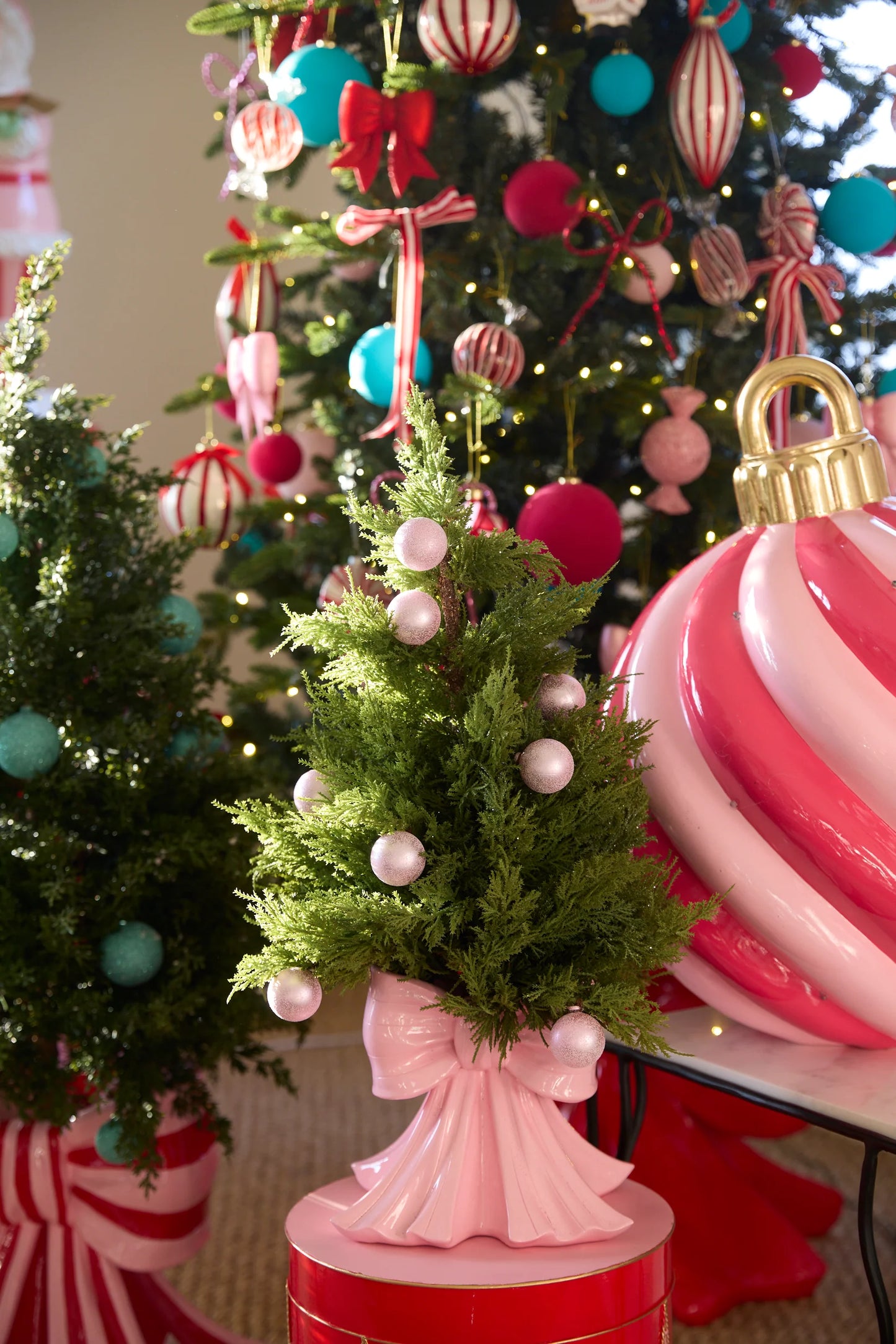 Holly & Ivy 66 CM PINK BOW CHRISTMAS TREE