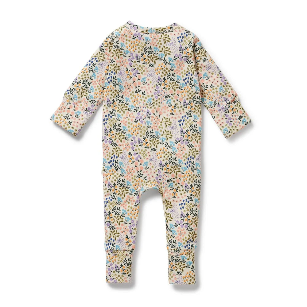 Wilson & Frenchy Tiny Bloom Organic Zipsuit With Feet