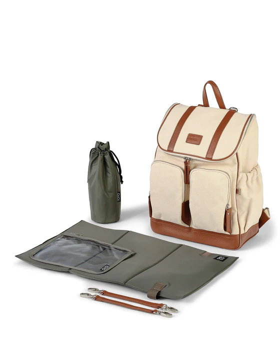 Oi Oi-Signature Nappy Backpack - Natural Canvas