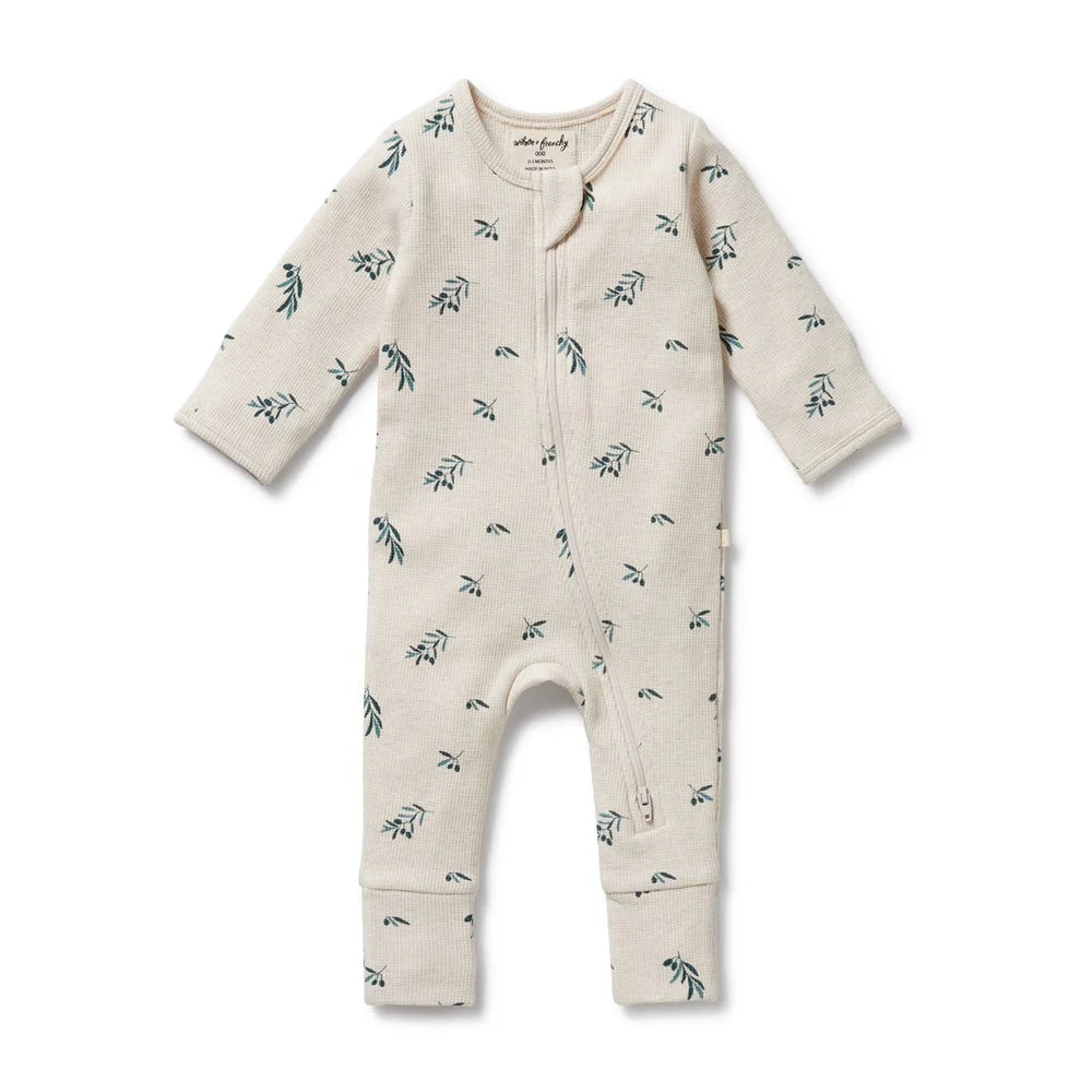 Wilson & Frenchy Little Olive Organic Waffle Zipsuit