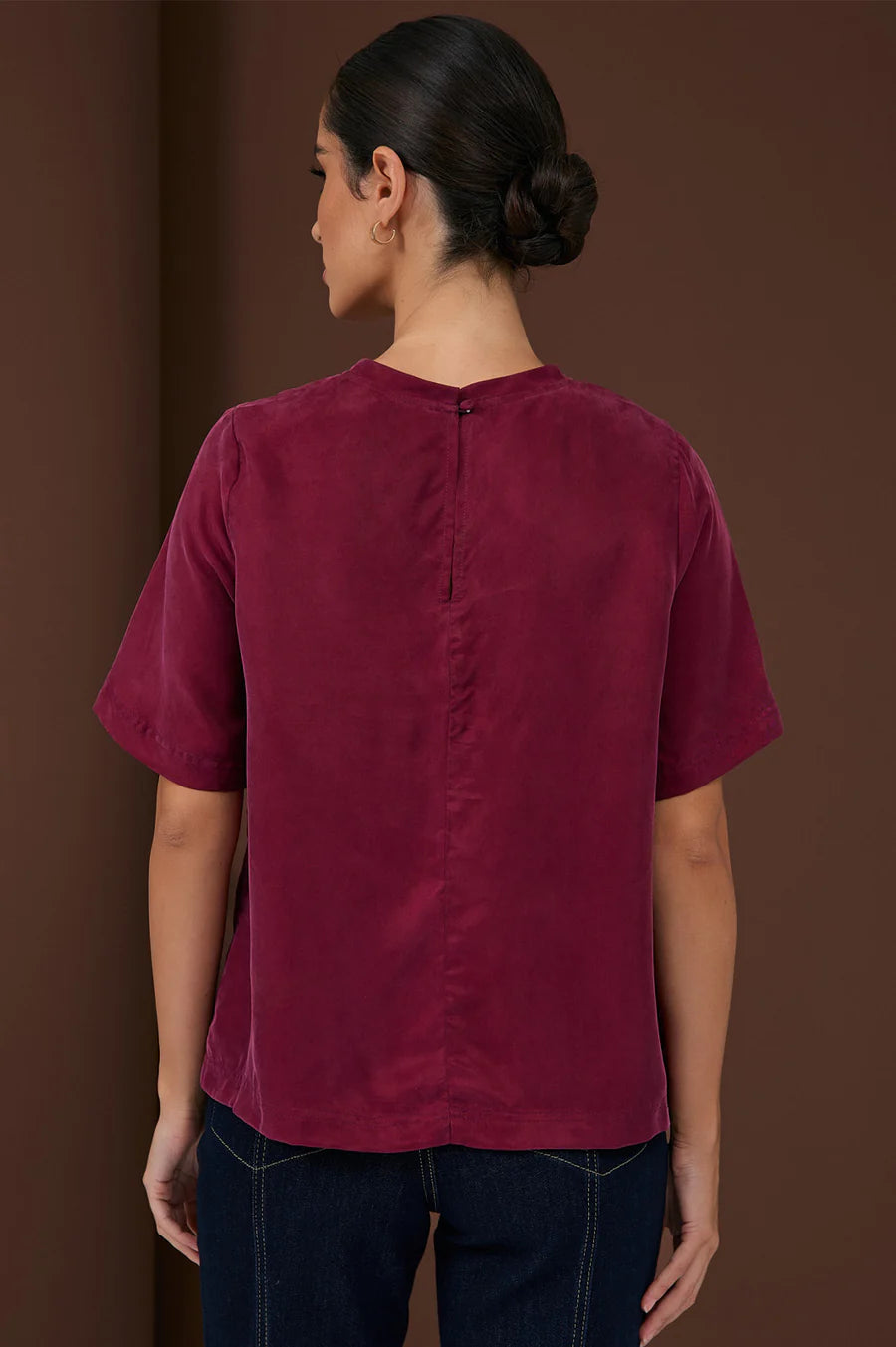 Adorne Arden Cupro Top - Burgundy