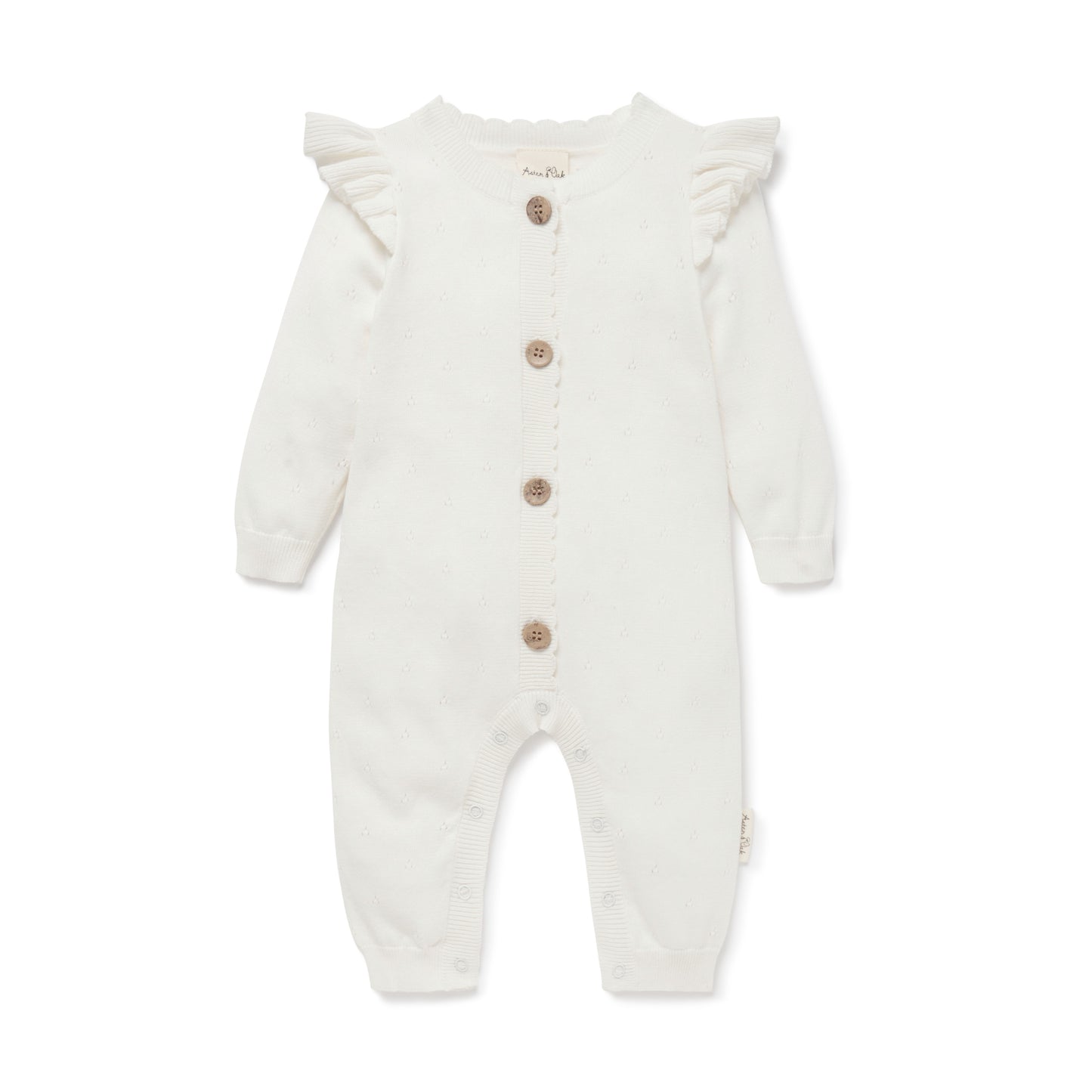 Aster & Oak - Ivory Pointelle Knit Romper