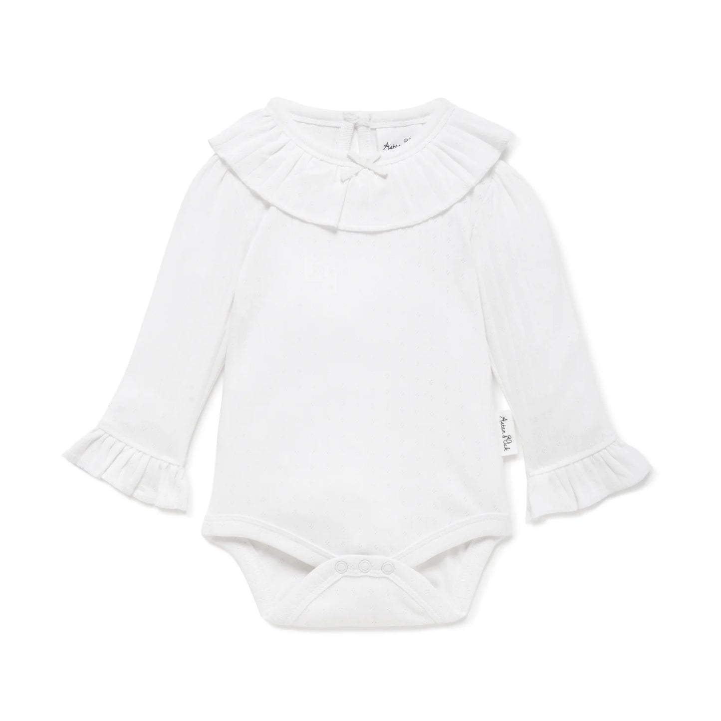 Aster & Oak - White Pointelle Ruffle Onesie