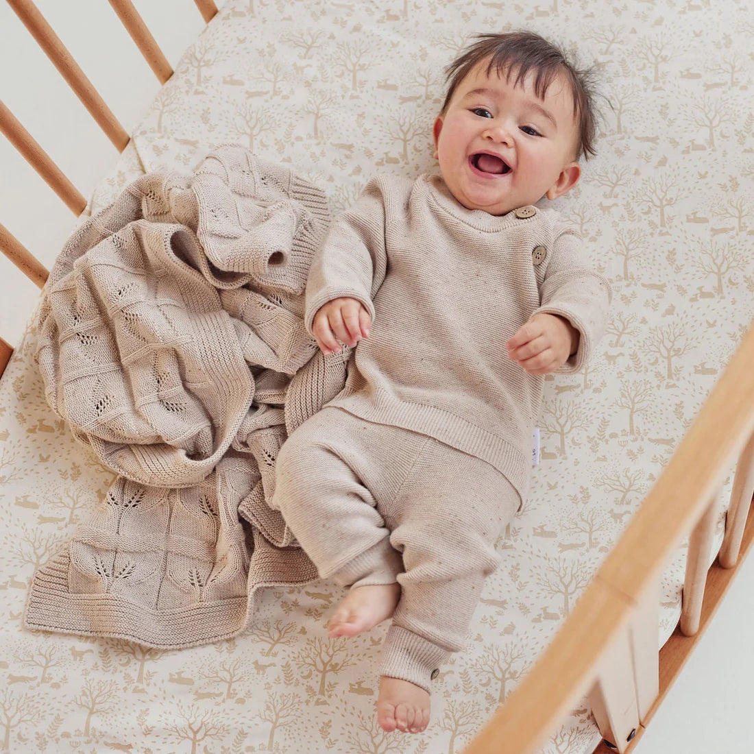 Aster & Oak Sand Fleck Knit Leaf Blanket