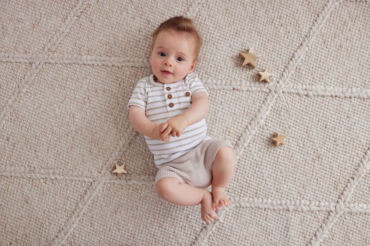 Aster & Oak - Stripe Rib Henley Onesie