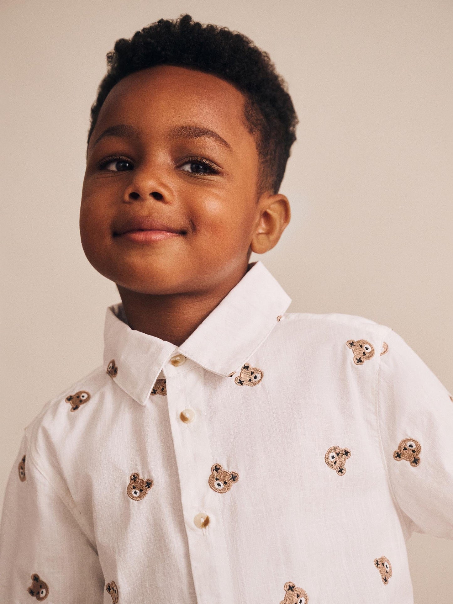 Huxbaby Shortsleeve Huxbear Button Up Crisp White