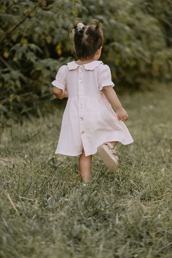 Aster & Oak - Pink Muslin Trim Dress