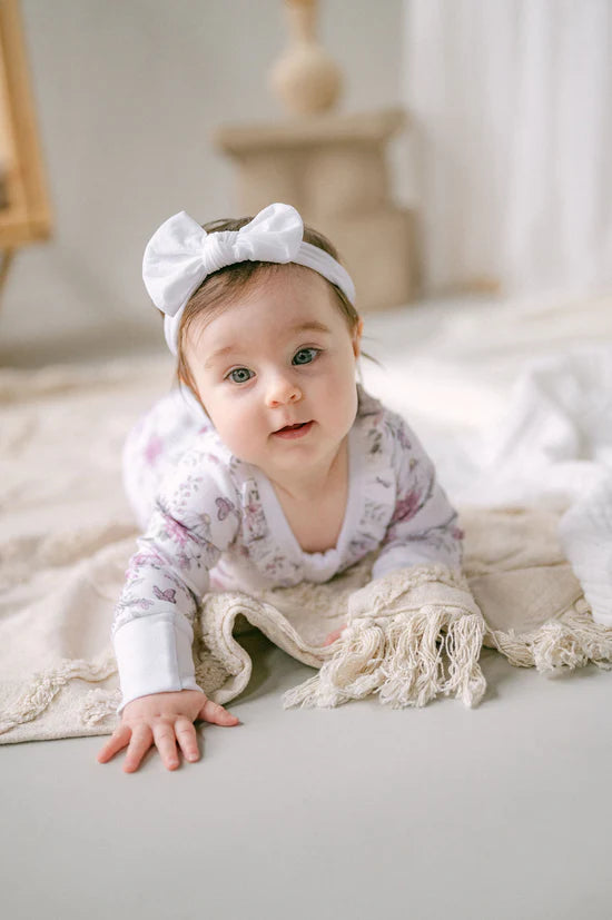 Aster and Oak Daisy LS Floral Zip Romper