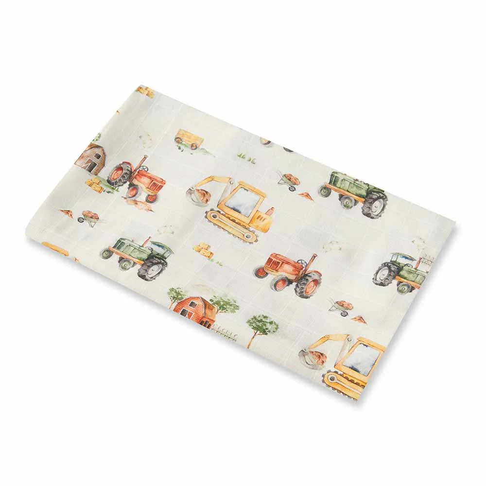 Snuggle Hunny Tractor Organic Cotton Muslin Wrap