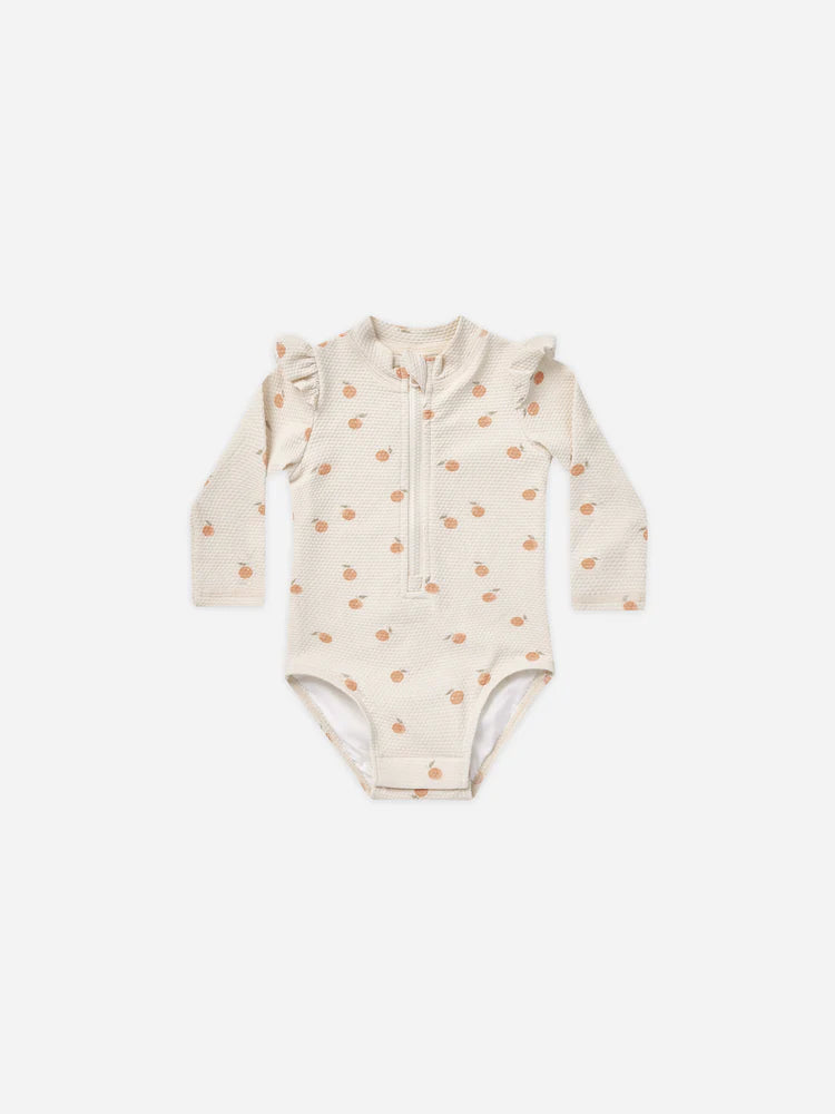 Quincy Mae Byron Rashguard One-Piece || Oranges