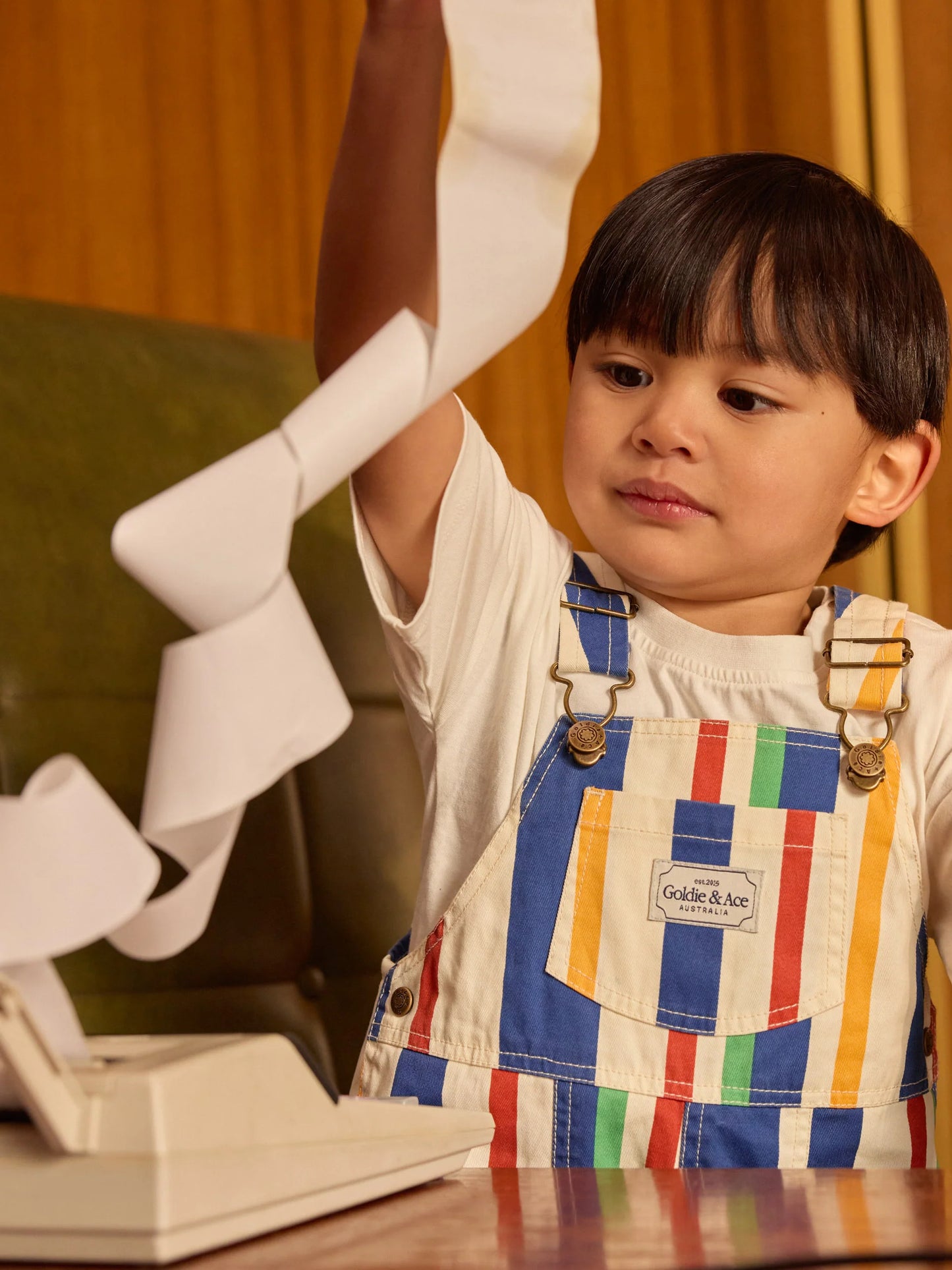 Goldie + Ace 90's Bold Stripe James Denim Pocket Overalls