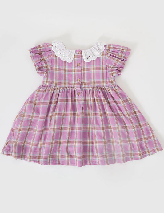 Goldie + Ace Mauve Check Flo Smocked Dress