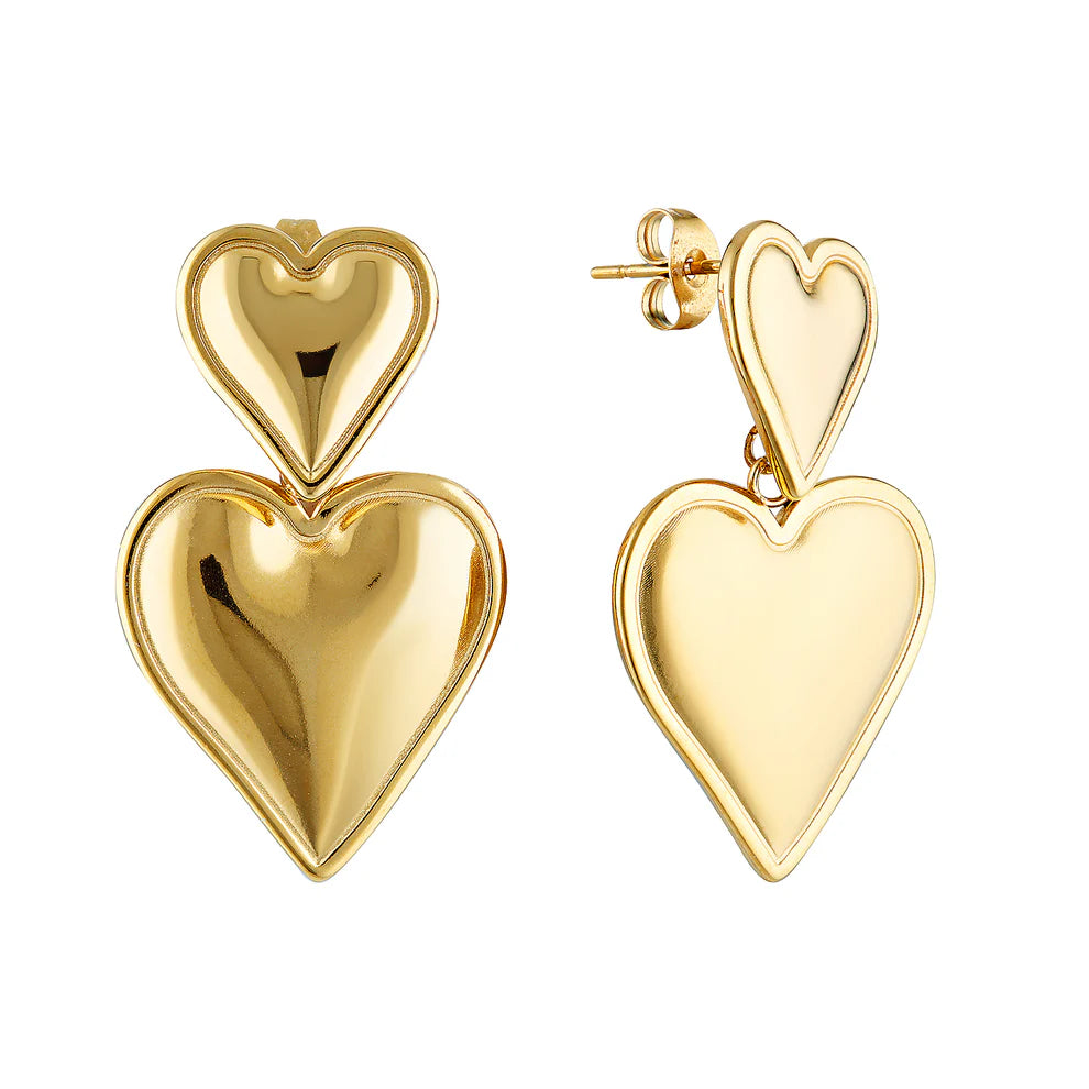 GIMME - Alexandra Double Heart Earrings (Gold & Silver)