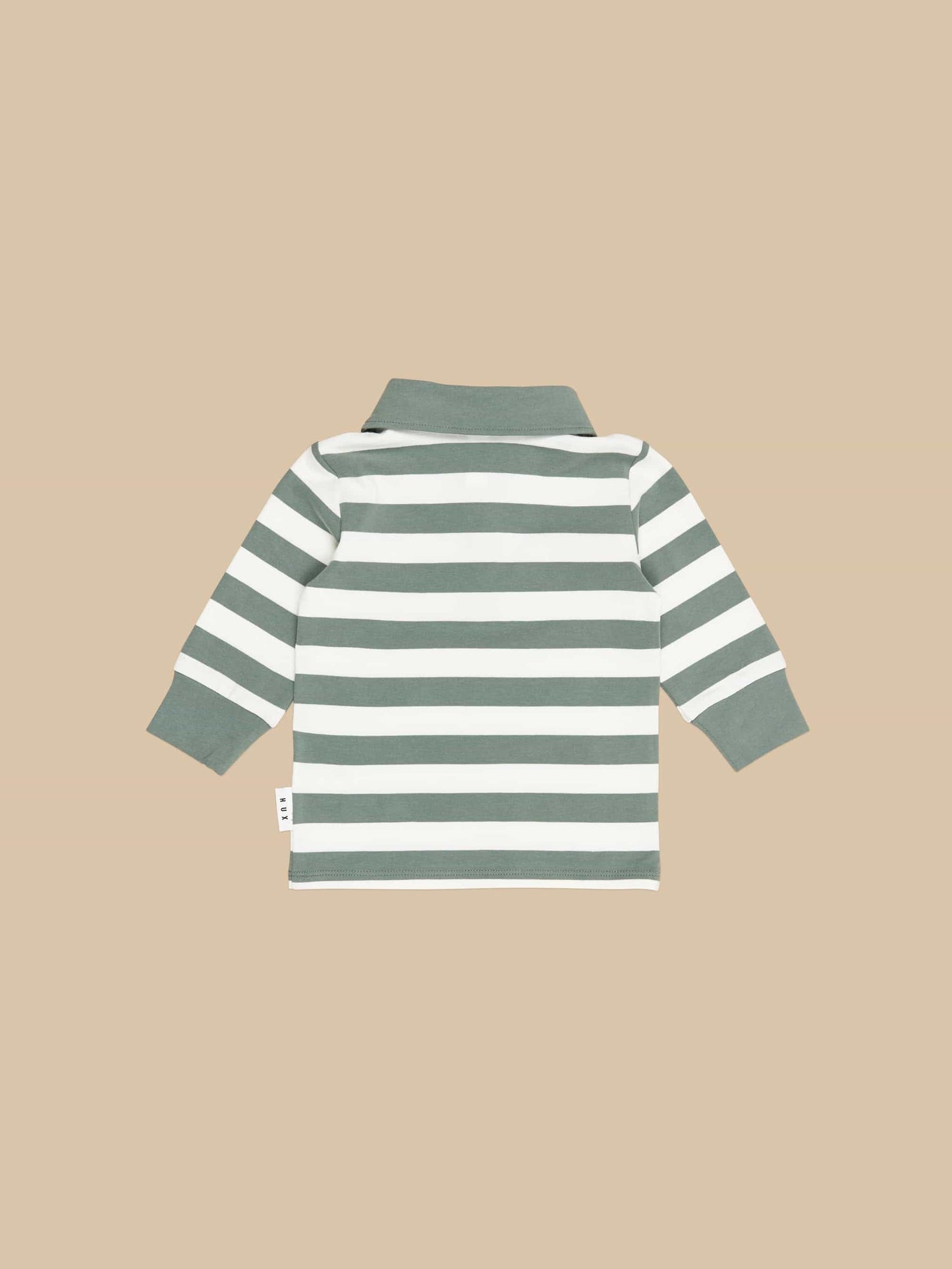Huxbaby Dino Stripe Polo Spruce & Almond