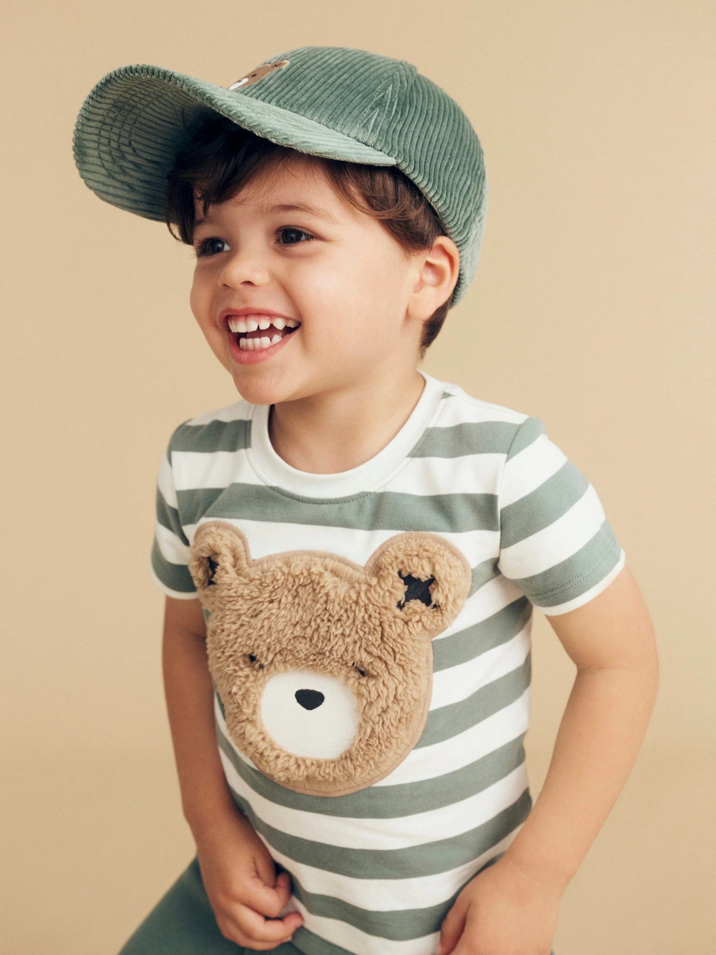 Huxbaby Furry Huxbear Stripe T-Shirt Spruce & Almond