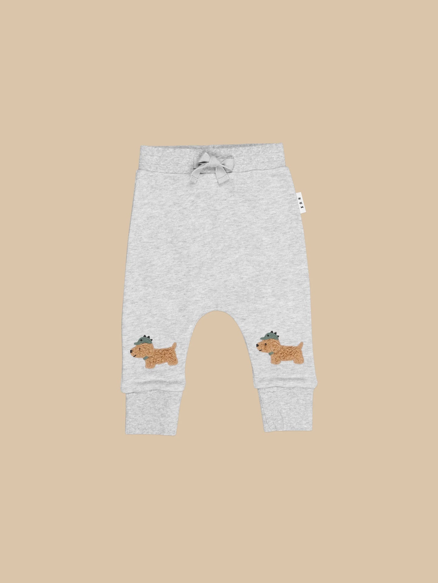 Huxbaby Furry Dino Dog Drop Crotch Pant Grey Marle
