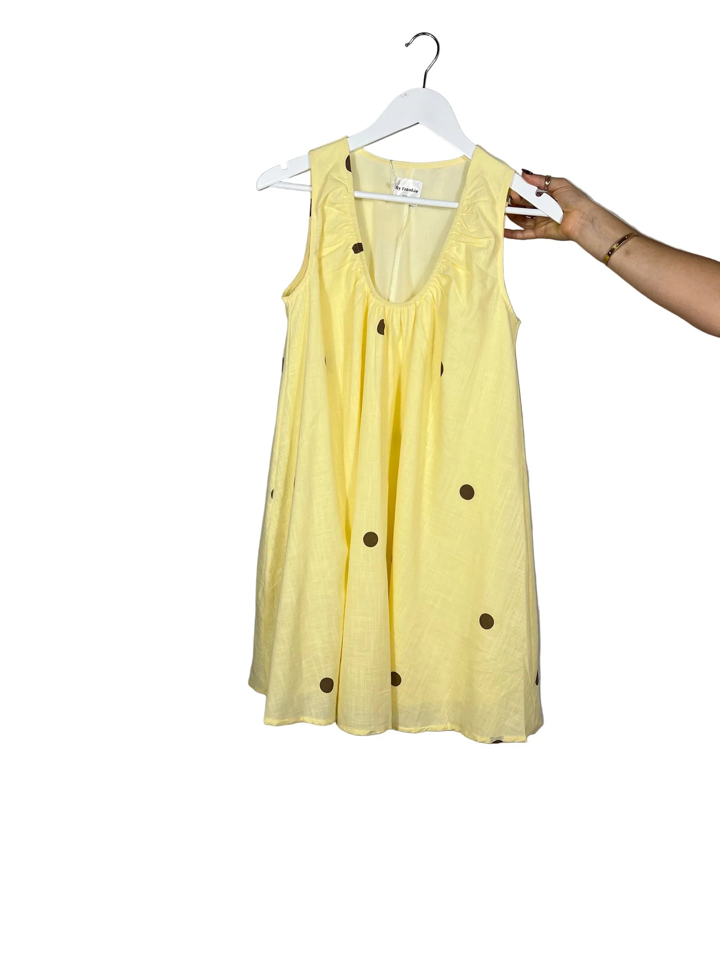 By Frankie Polka Dot Mini Dress Yellow/Choc