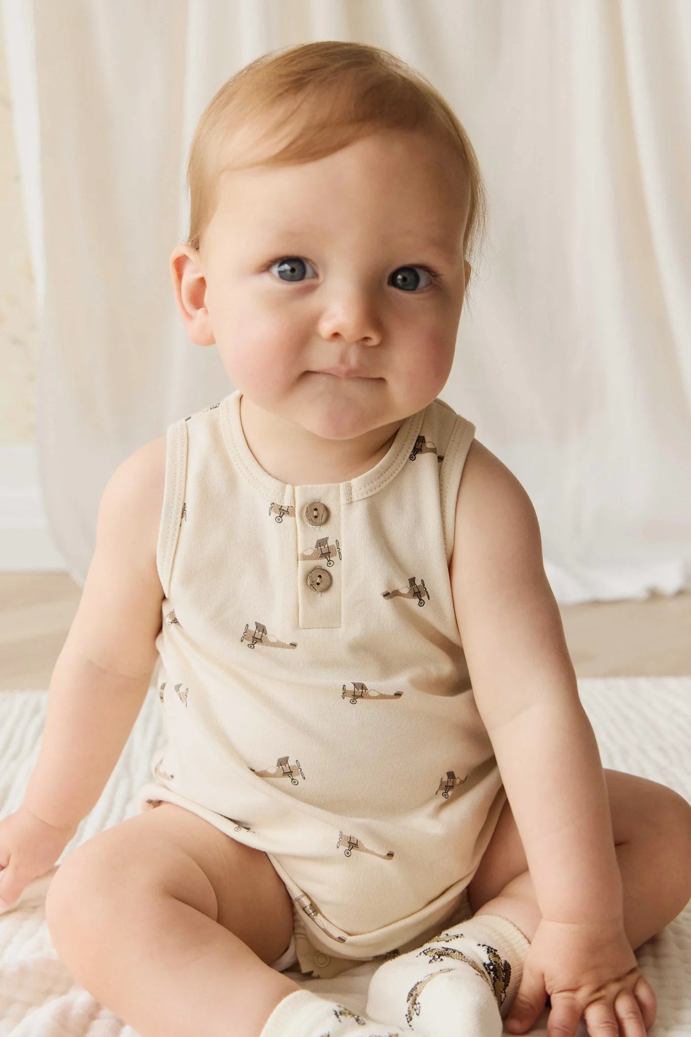 Jamie Kay Pima Cotton Archie Playsuit - Fly High Vanilla Cream
