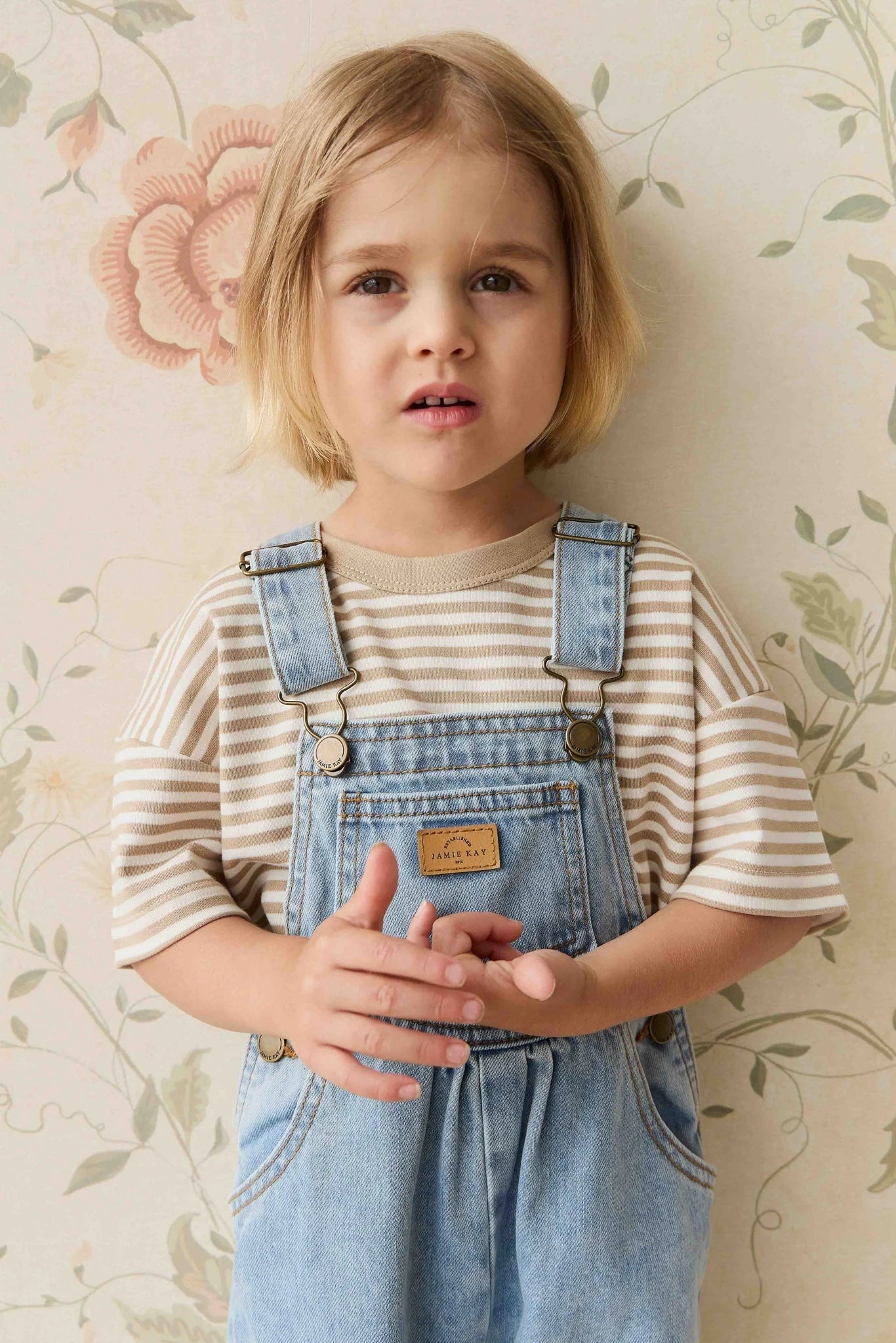 Jamie Kay Pima Cotton Wesley Tee - Slim Stripe Brioche/Cloud