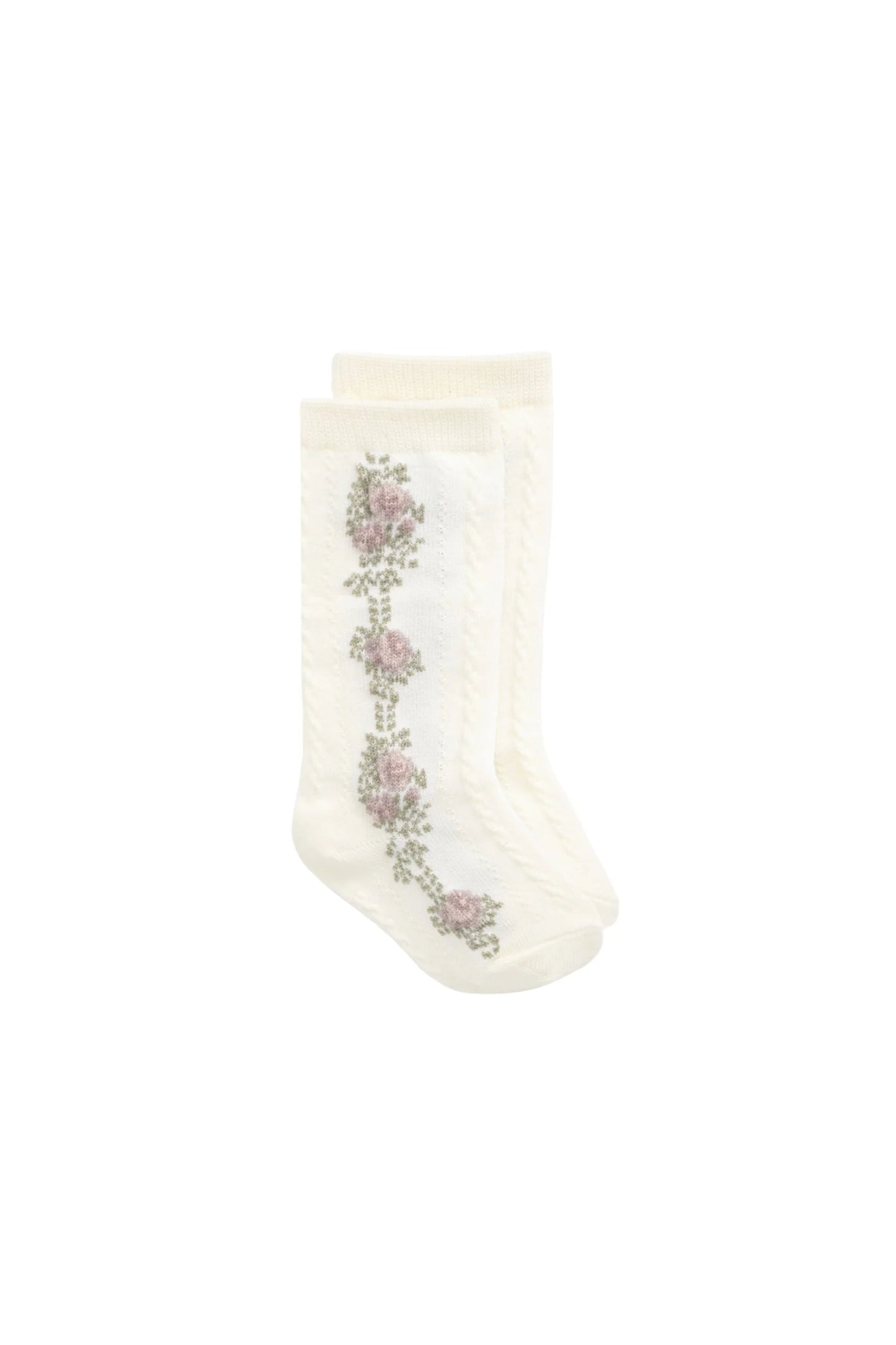 Jamie Kay Tasha Floral Jacquard Sock - Egret