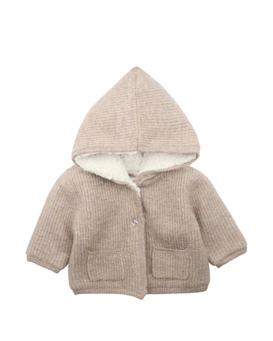 Bebe TAUPE KNITTED HOODED JACKET