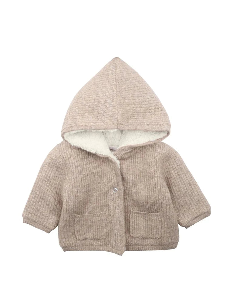 Bebe TAUPE KNITTED HOODED JACKET