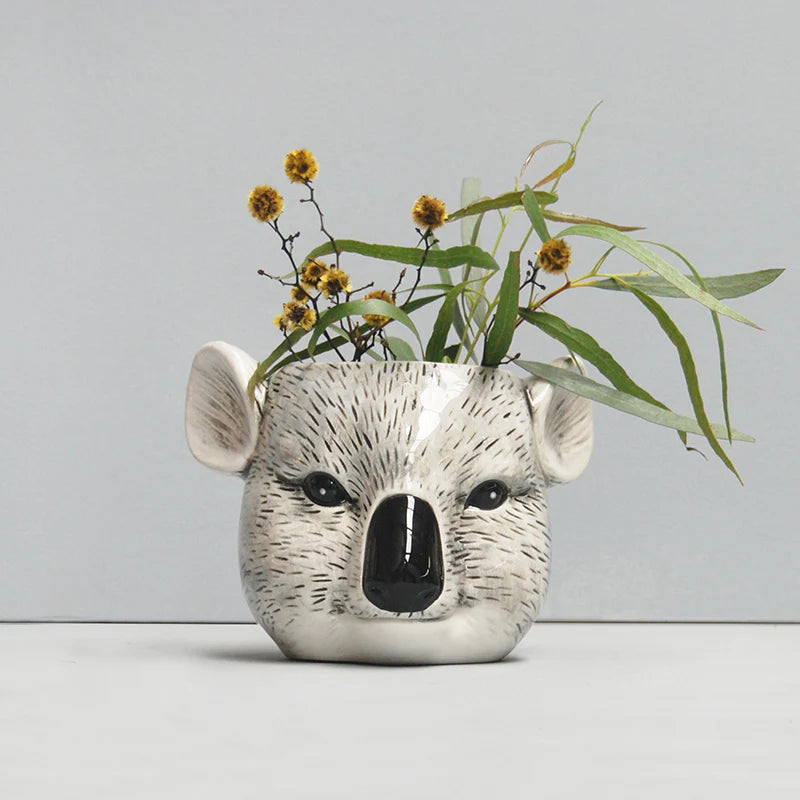 White Moose Koala Ceramic Planter