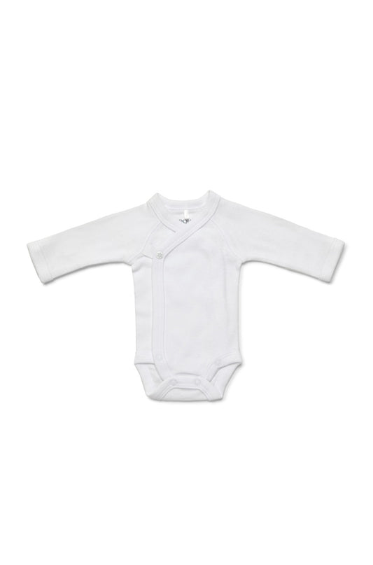 Premmie Unisex Wrap Long Sleeve Bodysuit - White