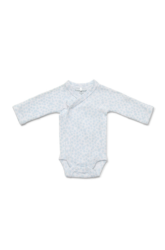 Premmie Long Sleeve Wrap Bodysuit - Blue Spots