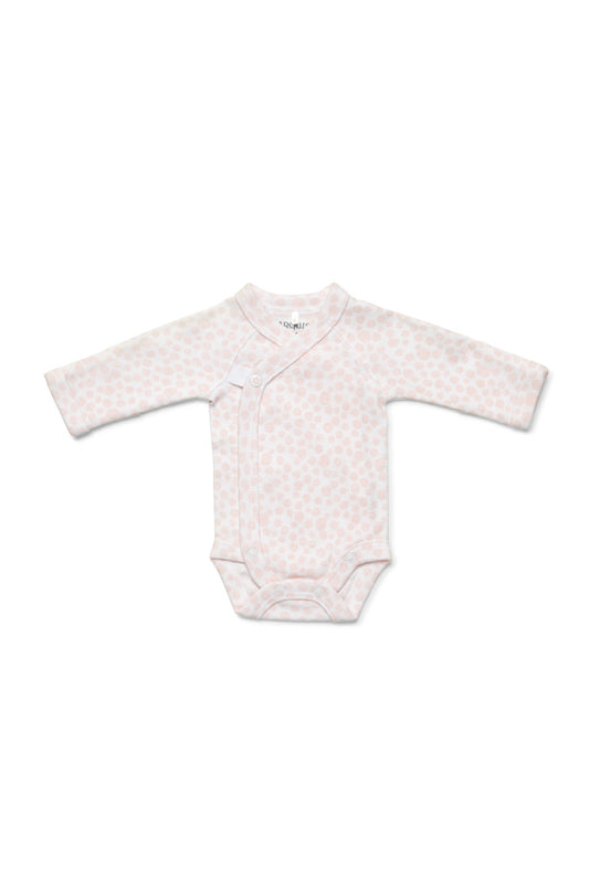 Premmie Long Sleeve Wrap Bodysuit - Pink Spots