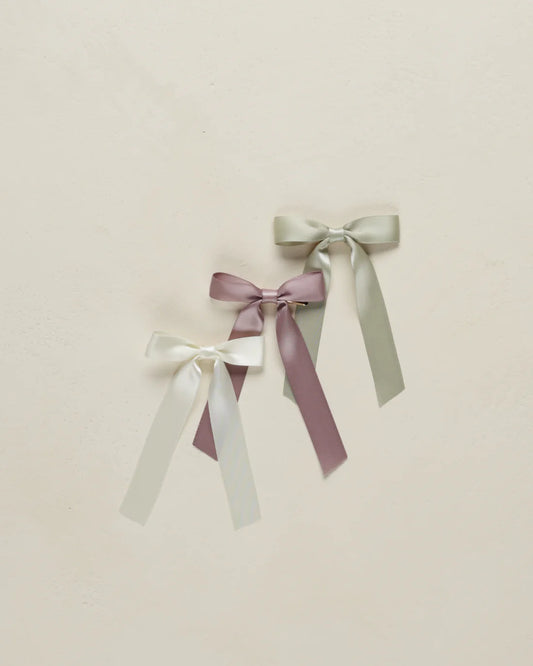 Noralee Satin Ribbon Bow || Ivory, Lavender, Sage