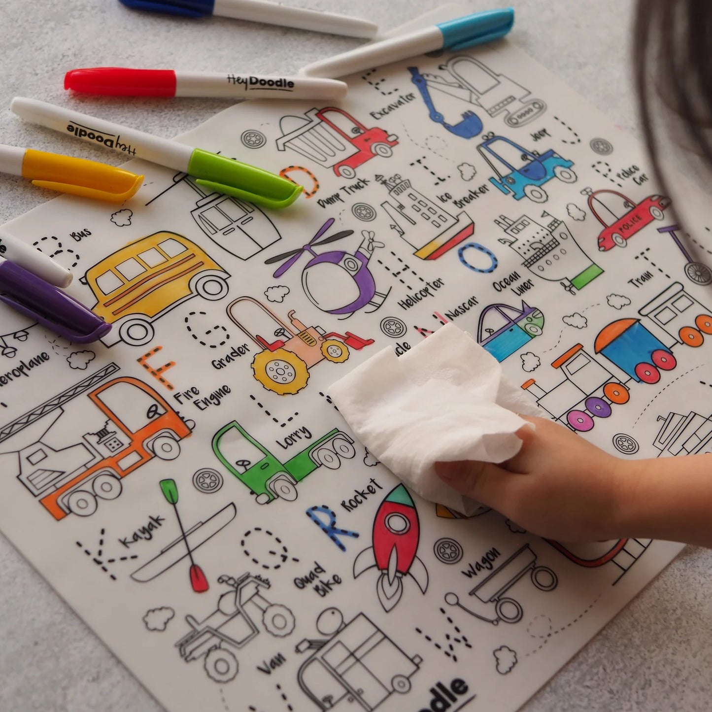 Hey Doodle Toot Toot Honk Classic Colouring & Doodle Mat