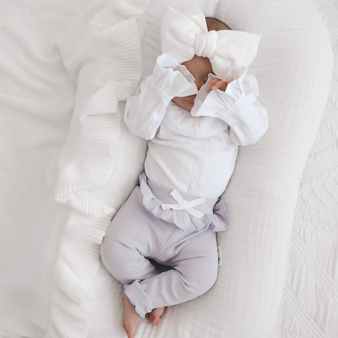 Aster & Oak - Lavender Rib Ruffle Leggings